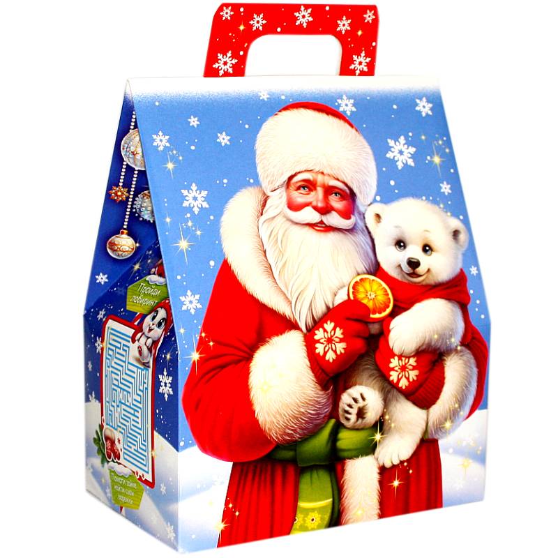 Сладкий подарок на Новый Год в картонной упаковке весом 900 грамм